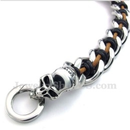 Pulsera De Cuero De Titanio Con La Muerte Para Hombre