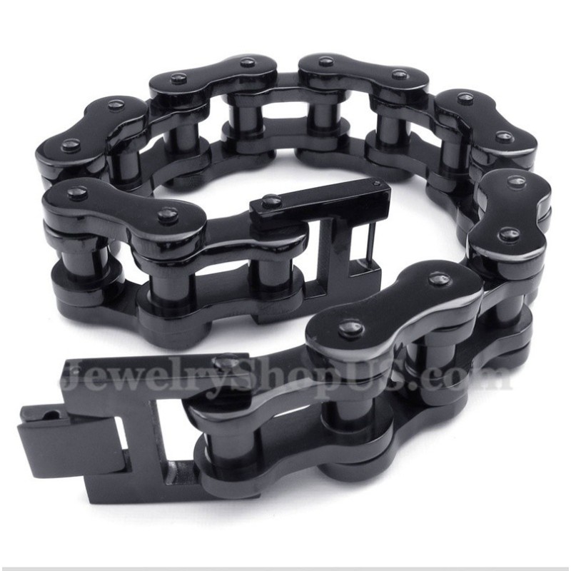 Pulsera De Cadena De Bicicleta De Titanio Negro Para Hombre