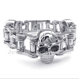 Pulsera De Calavera Con Cadena De Bicicleta De Titanio Para Hombre