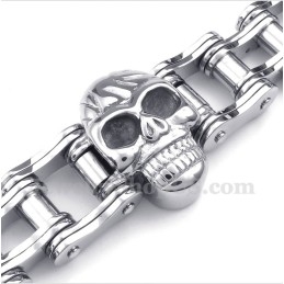 Pulsera De Calavera Con Cadena De Bicicleta De Titanio Para Hombre