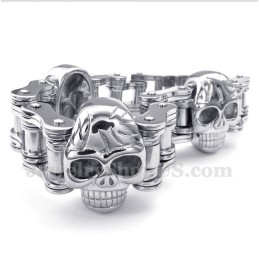 Pulsera De Calavera Con Cadena De Bicicleta De Titanio Para Hombre