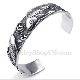 Pulsera De Titanio Con Diseño De Piscis Para Hombre
