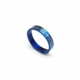Anillo De Titanio Azul De 4 Mm Con Cruz Bíblica Para Hombre