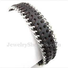 Pulsera De Cuero De Titanio Para Hombre
