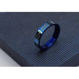 Anillo De Titanio Azul De 4 Mm Con Cruz Bíblica Para Hombre