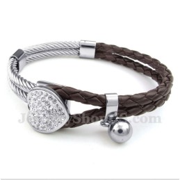 Pulsera De Cuero Y Titanio Con Forma De Corazón Para Hombre