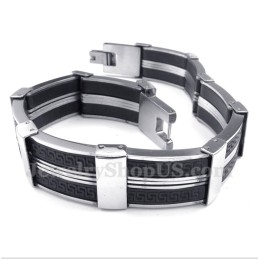 Pulsera De Caucho De Titanio Con Diseño De Meandro Griego Para Hombre
