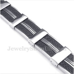 Pulsera De Caucho De Titanio Con Diseño De Meandro Griego Para Hombre