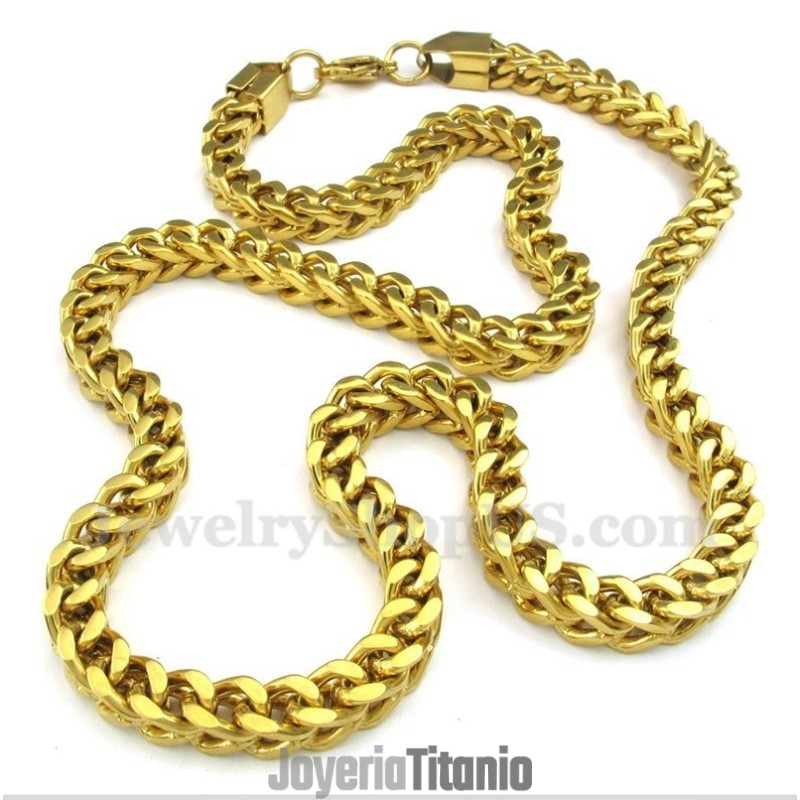 Collar De Titanio Y Oro Para Hombre