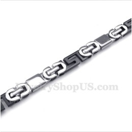 Pulsera De Titanio Negra Con Diseño De Meandro Griego Para Hombre