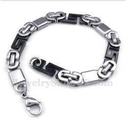 Pulsera De Titanio Negra Con Diseño De Meandro Griego Para Hombre