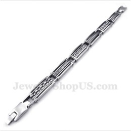 Pulsera De Titanio Negra Con Diseño De Meandro Griego Para Hombre