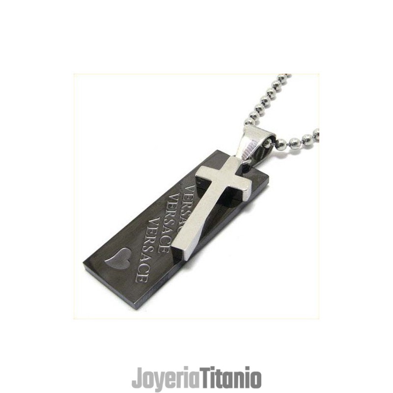 Colgante De Cruz De Titanio Negro Con Corazón De Amor