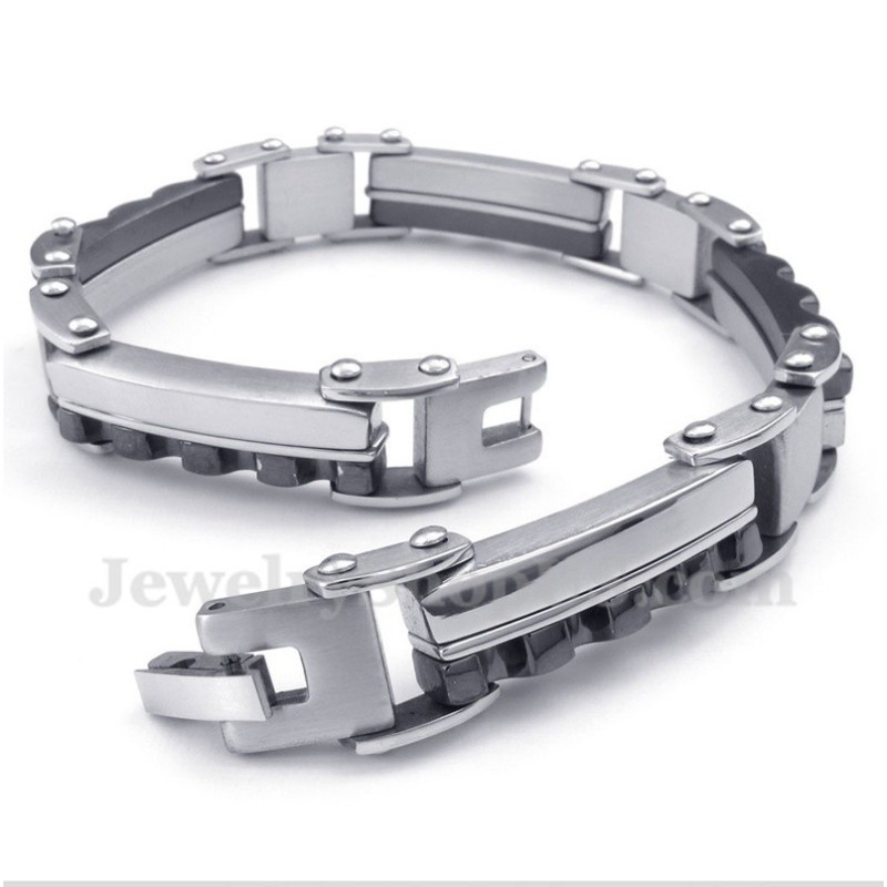 Pulsera Dentada De Titanio Negro Para Hombre Pulsera Dentada De Titanio Negro Para Hombre