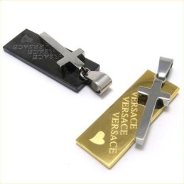 Colgante De Cruz De Titanio Negro Con Corazón De Amor