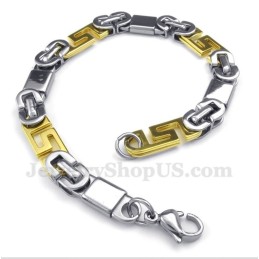 Pulsera De Titanio Y Oro Con Diseño De Meandro Griego Para Hombre