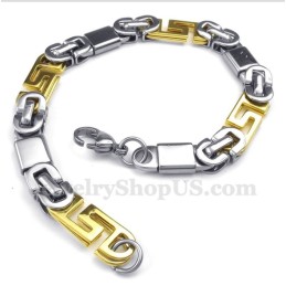 Pulsera De Titanio Y Oro Con Diseño De Meandro Griego Para Hombre
