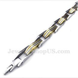 Pulsera De Titanio Y Oro Para Hombre