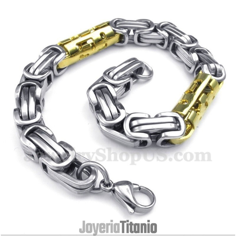 Pulsera Cilíndrica De Titanio Y Oro Para Hombre Pulsera Cilíndrica De Titanio Y Oro Para Hombre