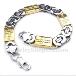 Pulsera De Cruz De Oro Y Titanio Para Hombre