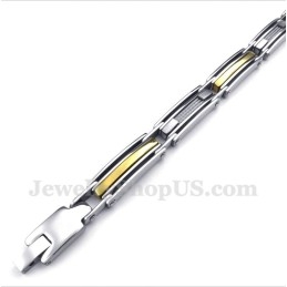 Pulsera De Titanio Y Oro Para Hombre