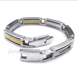 Pulsera De Titanio Y Oro Para Hombre