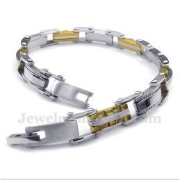 Pulsera Dentada De Titanio Y Oro Para Hombre
