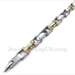 Pulsera Dentada De Titanio Y Oro Para Hombre