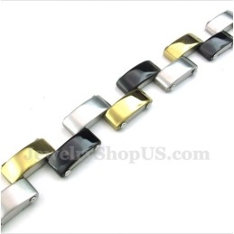 Pulsera De Titanio Dorado Y Negro Para Hombre