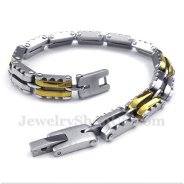 Pulsera Dentada De Titanio Y Oro Para Hombre