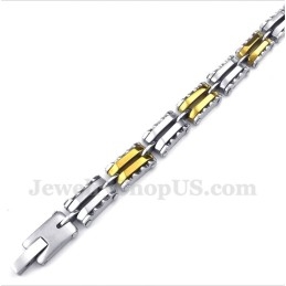 Pulsera Dentada De Titanio Y Oro Para Hombre