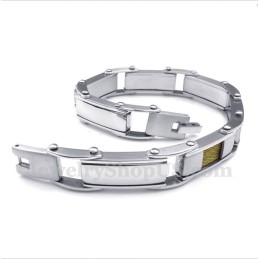 Pulsera De Cable De Titanio Y Oro Para Hombre
