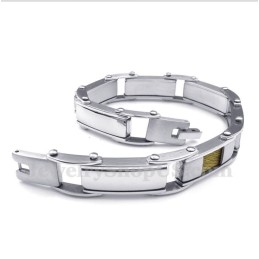Pulsera De Cable De Titanio Y Oro Para Hombre