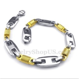 Pulsera Cilíndrica De Titanio Y Oro Para Hombre