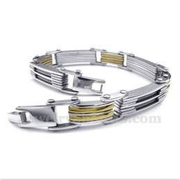 Pulsera De Cable De Titanio Y Oro Para Hombre
