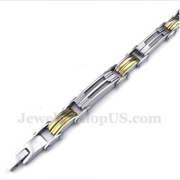 Pulsera De Cable De Titanio Y Oro Para Hombre