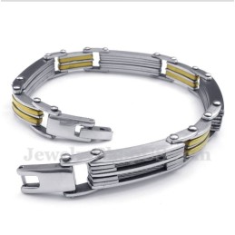 Pulsera De Cable De Titanio Y Oro Para Hombre