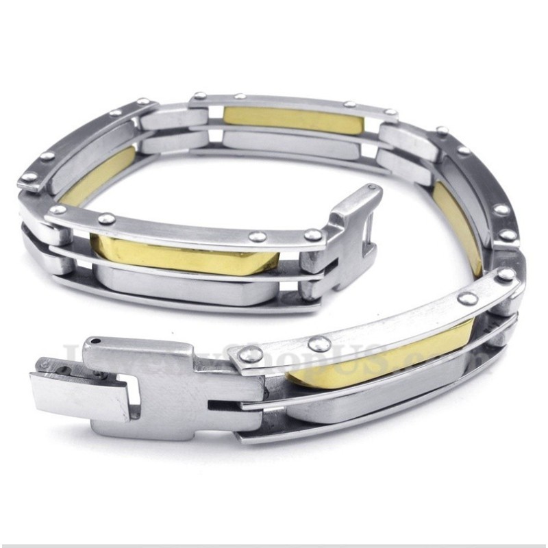 Pulsera De Cable De Titanio Y Oro Para Hombre Pulsera De Cable De Titanio Y Oro Para Hombre