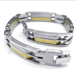 Pulsera De Cable De Titanio Y Oro Para Hombre