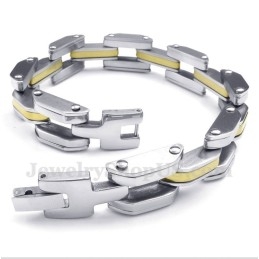 Pulsera De Titanio Y Oro Para Hombre