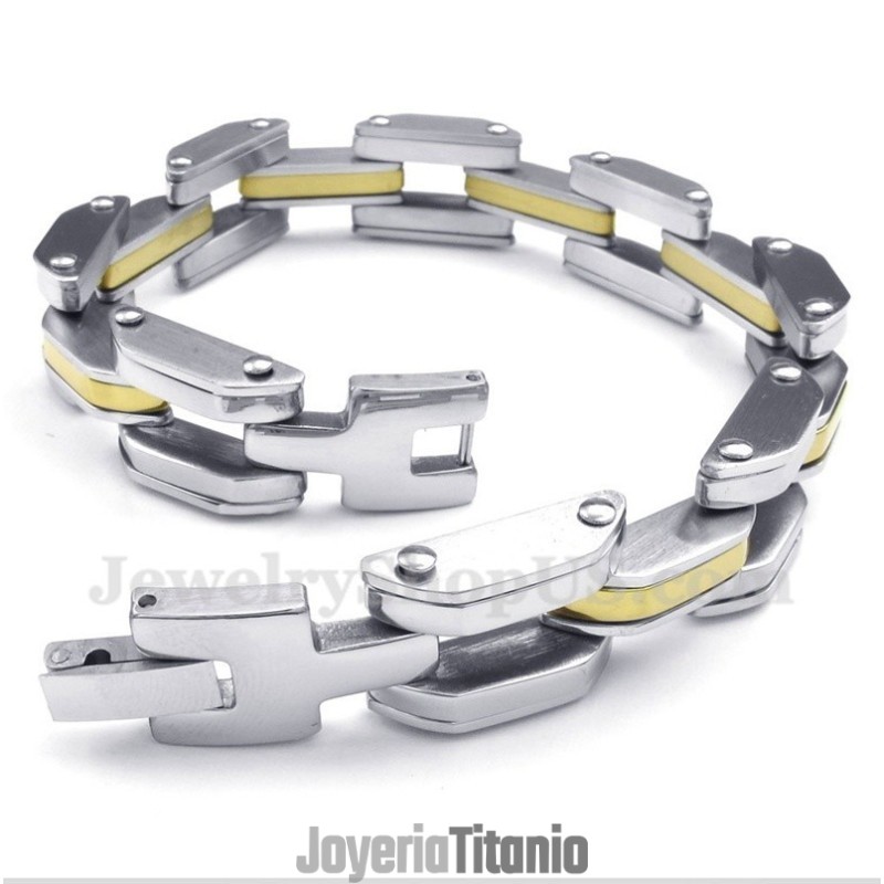 Pulsera De Titanio Y Oro Para Hombre Pulsera De Titanio Y Oro Para Hombre