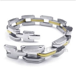 Pulsera De Titanio Y Oro Para Hombre