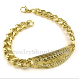 Pulsera De Titanio, Oro Y Diamantes Con Diseño De Meandro Griego Para Hombre
