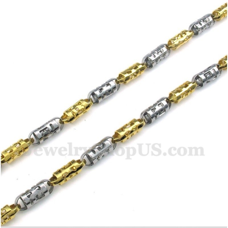 Collar De Cilindro Hueco De Titanio Dorado Para Hombre