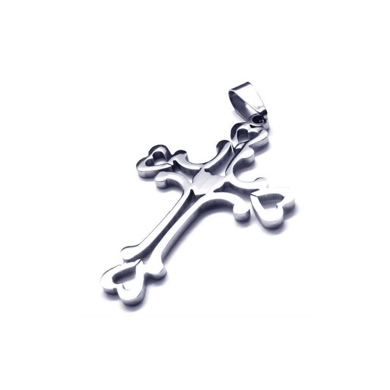 Colgante De Titanio Con Forma De Cruz De Amor Y Corazón Dulce