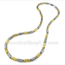 Collar De Cilindro Hueco De Titanio Dorado Para Hombre