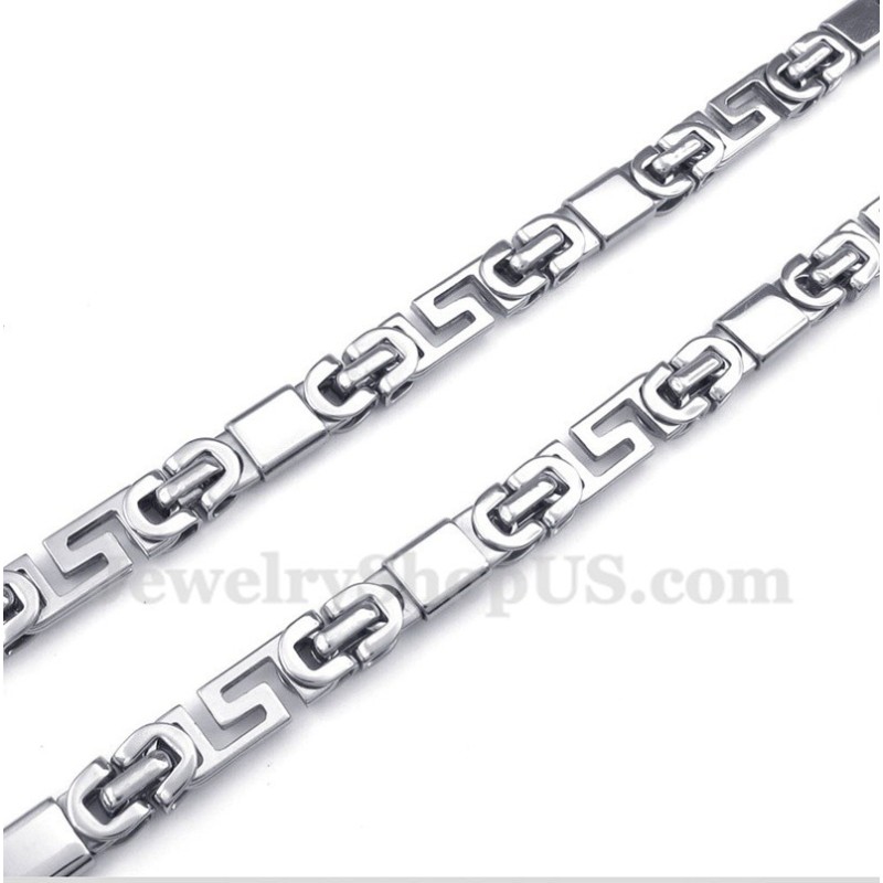 Collar De Titanio Con Diseño De Meandro Griego Para Hombre
