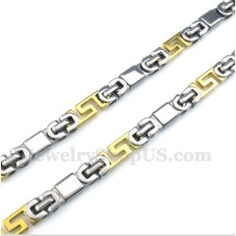 Collar De Titanio Dorado Con Diseño De Meandro Griego Para Hombre