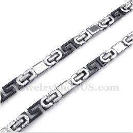 Collar De Titanio Negro Con Diseño De Meandro Griego Para Hombre