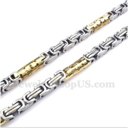 Collar Cilíndrico De Titanio Y Oro Para Hombre